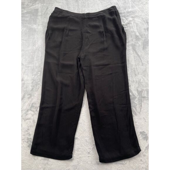 Wilt Pants Womens Large Black Crepe Draped Sheer Pockets Cropped Made in USA - Picture 4 of 16